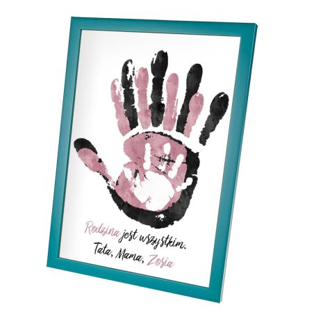 Plakat w ramie lub bez ramy -"Rodzina jest wszystkim"-3 osobowa rodzinka.