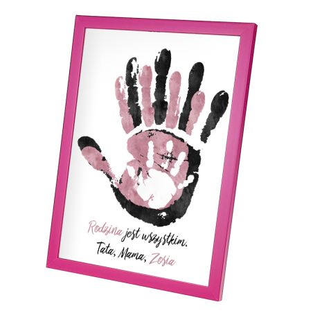 Plakat w ramie lub bez ramy -"Rodzina jest wszystkim"-3 osobowa rodzinka.