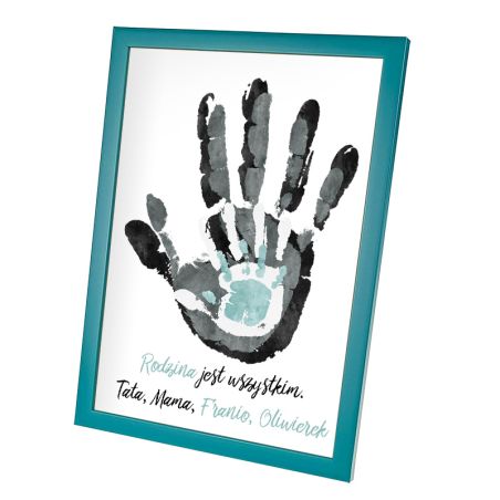 Plakat w ramie lub bez ramy -"Rodzina jest wszystkim"-4 osobowa rodzinka.