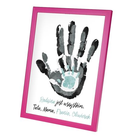 Plakat w ramie lub bez ramy -"Rodzina jest wszystkim"-4 osobowa rodzinka.