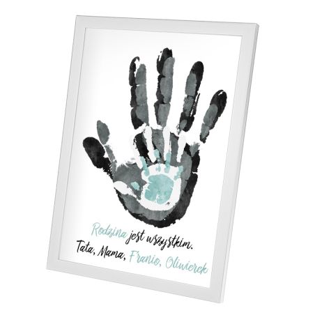 Plakat w ramie lub bez ramy -"Rodzina jest wszystkim"-4 osobowa rodzinka.