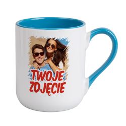 Kubek kawowy duży 330ml z kolorowym uszkiem i środkiem-...