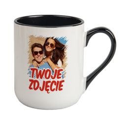 Kubek kawowy duży 330ml z kolorowym uszkiem i środkiem-...