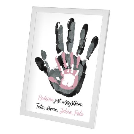 Plakat w ramie lub bez ramy -"Rodzina jest wszystkim"-4 osobowa rodzinka.