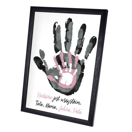 Plakat w ramie lub bez ramy -"Rodzina jest wszystkim"-4 osobowa rodzinka.