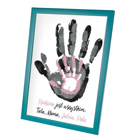 Plakat w ramie lub bez ramy -"Rodzina jest wszystkim"-4 osobowa rodzinka.