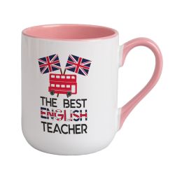 Kubek kawowy duży 330ml z kolorowym uszkiem i wnętrzem-... 2