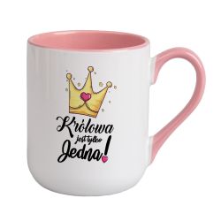 Kubek kawowy duży 330ml z kolorowym uszkiem i wnętrzem-...