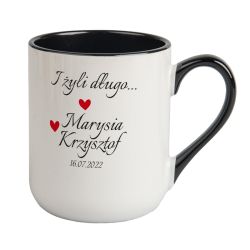 Kubek kawowy duży 330ml z kolorowym uszkiem i wnętrzem- I...