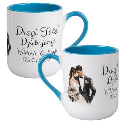 Kubek kawowy duży 330ml z kolorowym uszkiem i wnętrzem-...