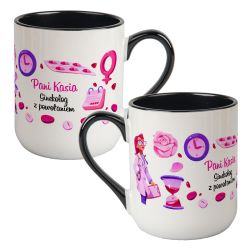 Kubek kawowy duży 330ml z kolorowym uszkiem i wnętrzem-... 2