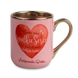 Kubek kawowy duży 330ml ze złotym uszkiem- Wielkie serce...