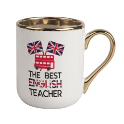 Kubek kawowy duży 330ml ze złotym uszkiem- The best...