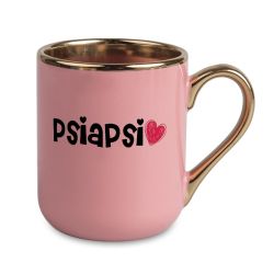 Kubek kawowy duży 330ml ze złotym uszkiem- PSIAPSI- dla...