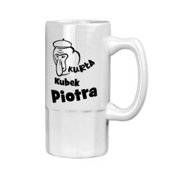 Kufel na piwo niebieski szroniony "Kurła Kubek...