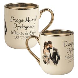 Kubek kawowy duży 330ml ze złotym uszkiem- Droga Mamo,...