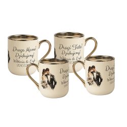 Zestaw kubków kawowych dużych 330ml ze złotym uszkiem-...