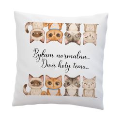Poduszka dla miłośnika kotów- biała gładka- Byłam...