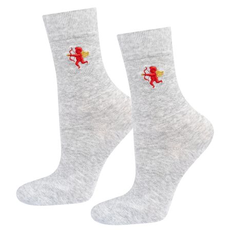 Śmieszne skarpetki w komplecie dla zakochanych "Amor i serce" - zestaw 2 pary, rozmiar 35-40, 40-45.