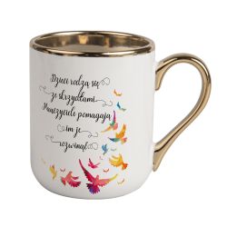 Kubek kawowy duży 330ml ze złotym uszkiem dla...