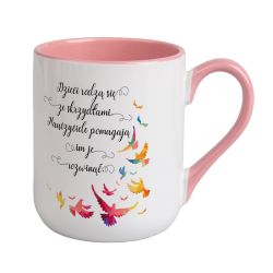 Kubek kawowy duży 330ml z kolorowym uszkiem i wnętrzem...