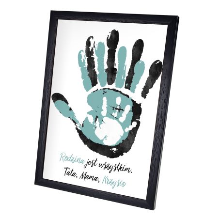 Plakat w ramie lub bez ramy -"Rodzina jest wszystkim"-3 osobowa rodzinka.