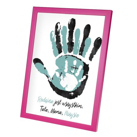 Plakat w ramie lub bez ramy -"Rodzina jest wszystkim"-3 osobowa rodzinka.