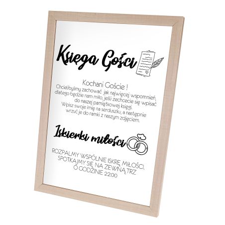 Plakat w ramie lub bez ramy - "Księga Gości oraz Iskierki Miłości"- informacyjna na ślub.