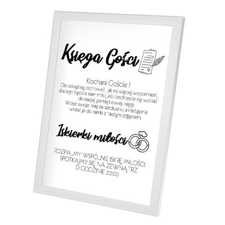 Plakat w ramie lub bez ramy - "Księga Gości oraz Iskierki Miłości"- informacyjna na ślub.