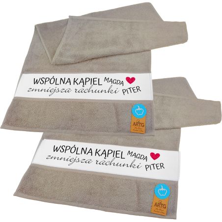 Zestaw 2 ręczników 50 x 100cm dla Pary- personalizacja- wybierz kolor.