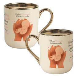 Kubek kawowy duży 330ml ze złotym uszkiem-Położna-...