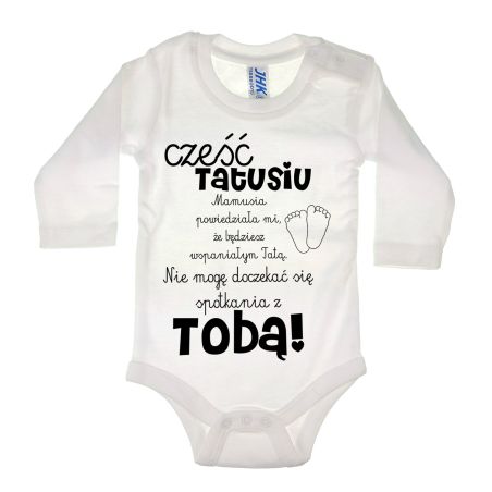 Body dla maluszka z napisem - Cześć Tatusiu- body z powiadomieniem o ciąży.