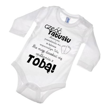 Body dla maluszka z napisem - Cześć Tatusiu- body z powiadomieniem o ciąży.