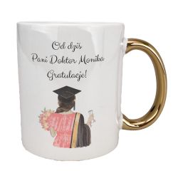 Kubek 330 ml biały ze złotym uszkiem oraz z grafiką "Od...