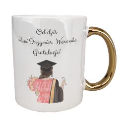 Kubek 330 ml biały ze złotym uszkiem oraz z grafiką "Od...