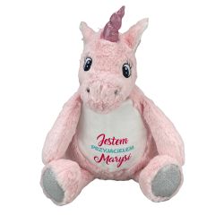 Różowy jednorożec z wyciąganym brzuszkiem oraz z...