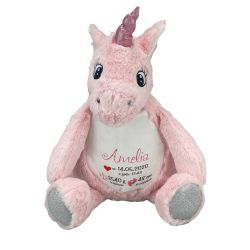 Różowy jednorożec z wyciąganym brzuszkiem oraz z...