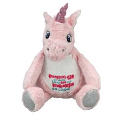 Różowy jednorożec z wyciąganym brzuszkiem oraz z...