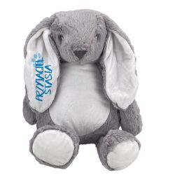 Królik ok. 34 cm z wyciąganym brzuszkiem oraz z nadrukiem...