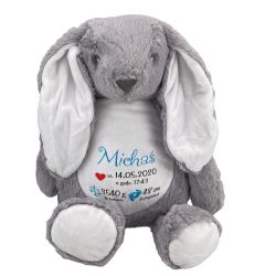 Królik ok. 34 cm z wyciąganym brzuszkiem oraz z nadrukiem...