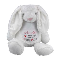 Królik ok. 34 cm z wyciąganym brzuszkiem oraz z nadrukiem...