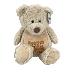 Beżowy miś ok. 32 cm z wyciąganym brzuszkiem oraz z...