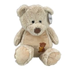 Beżowy miś ok. 32 cm z wyciąganym brzuszkiem oraz z...