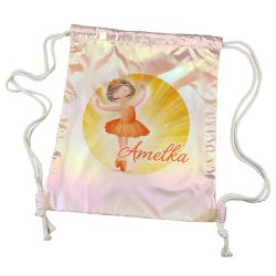 Worko-plecak holograficzny różowy z imieniem- Żółta...