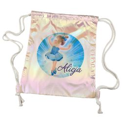 Worko-plecak holograficzny różowy z imieniem- Niebieska...