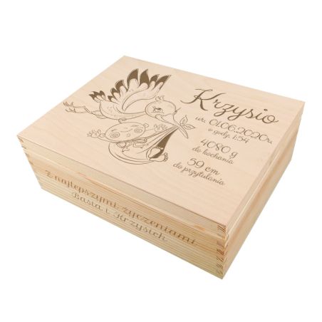 Niezbędnik z okazji narodzin dziecka - "Metryczka z Bocianem".