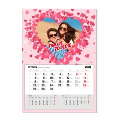 Kalendarz Walentynkowy jednodzielny A3 z Twoim zdjęciem i...