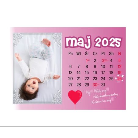Foto Kalendarz ze zdjęciami specjalnie dla babci i dziadka - poziom różowa okładka.