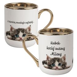 Kubek kawowy duży 330ml ze złotym uszkiem- Z sierścią...