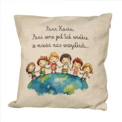 Poduszka lniana (imitująca len) "Pani ma wielkie serce"-...